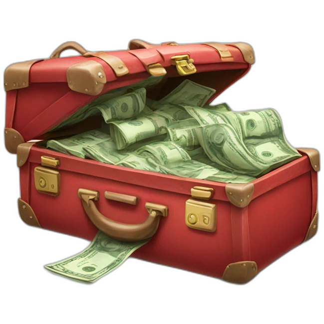 Red open suitcase full of money  emoji