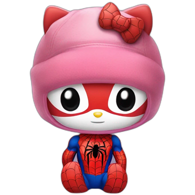 Hello kitty with juste a spider man cap and no mouth (very cute) emoji