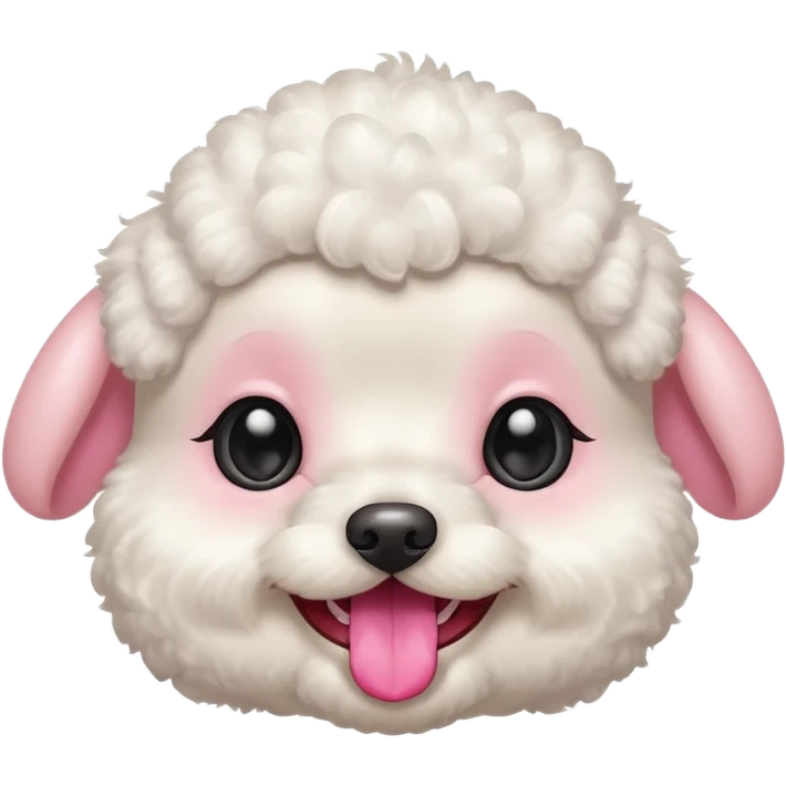 smile, baby white toy Poodle,only face  emoji