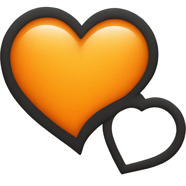 Half black and half orange heart emoji