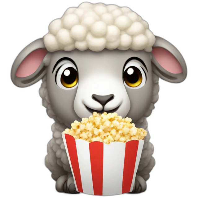 Cute Sheep holding popcorn emoji