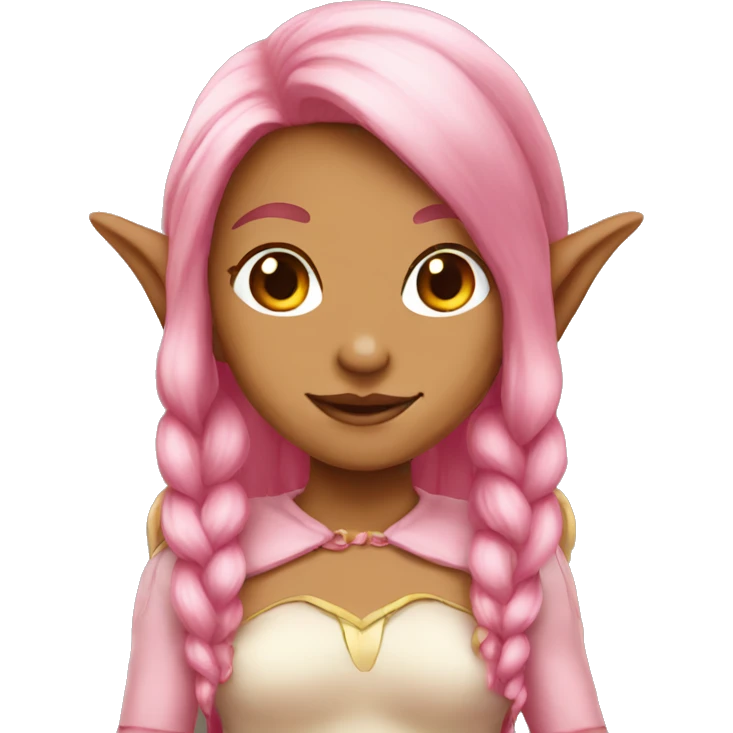 tan-skinned elf girl with pink hair emoji