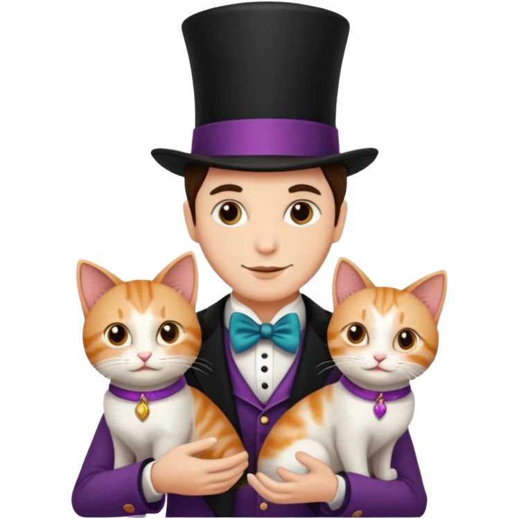magician couple and their pet cat emoji