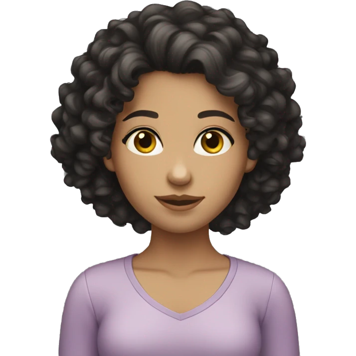 Caucasian girl dark curly hair  emoji