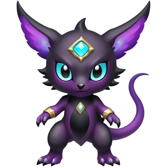 Cute cool colorful dark nebula fantasy-Fakemon-Digimon-animal-hybrid full body emoji