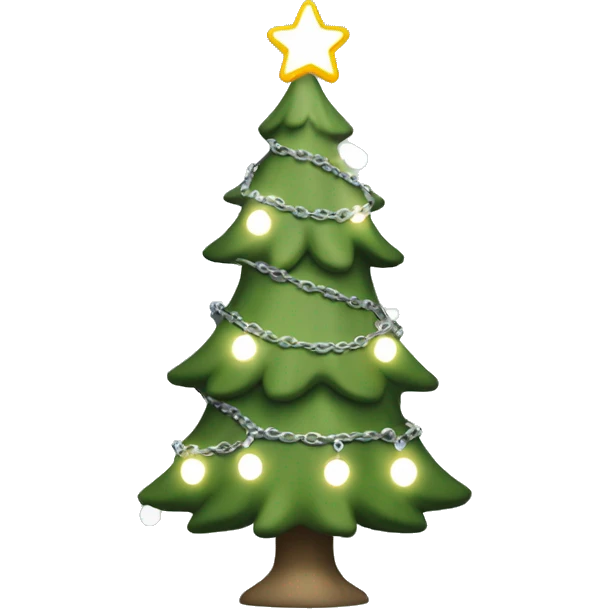 Sage green christmas tree with chain lights and white decorations emoji