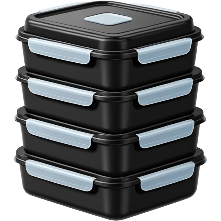 stacked black meal prep containers emoji