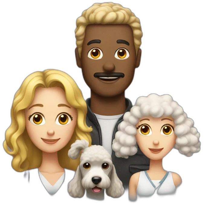 a man, women and poodle emoji