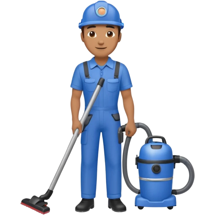 técnico de limpieza hombre sujetando una aspiradora de agua emoji