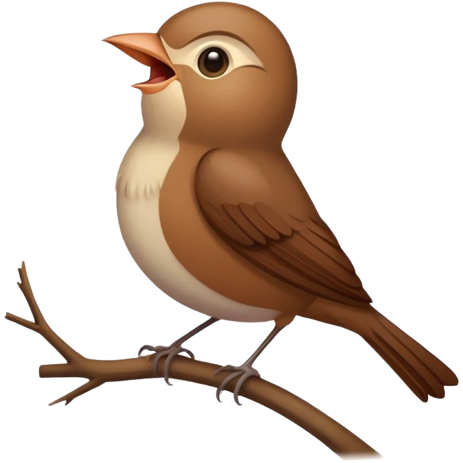 nightingale bird singing, small brown songbird emoji