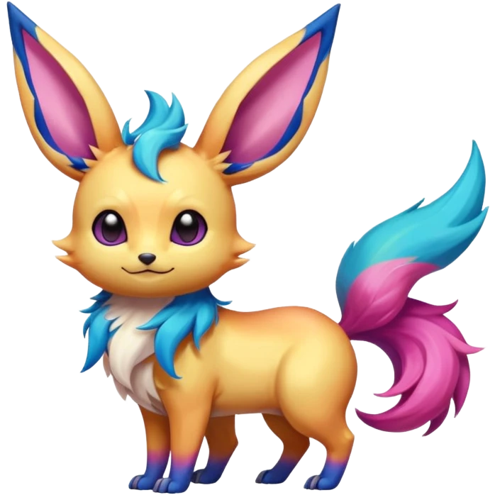 Colorful fantasy Fakémon-Eeveelution-Creature (full body)  emoji