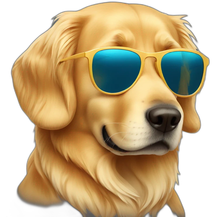 Golden retrivier with sunglasses emoji
