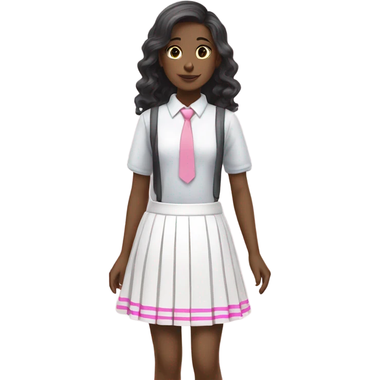 school uniform white skirt with pink pastel strips  emoji