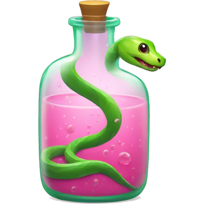 green snake inside a pink potion bottle emoji