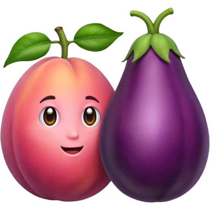 Peach with eggplant between emoji