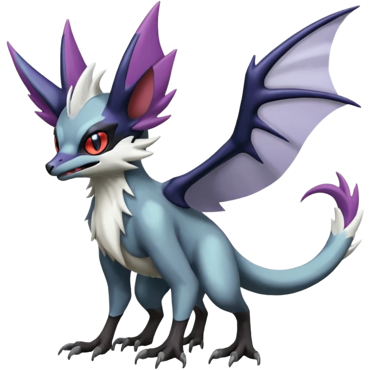 Shiny Noibat-Noivern-Mightyena-Silvally-Fakémon-hybrid-creature (full body)  emoji