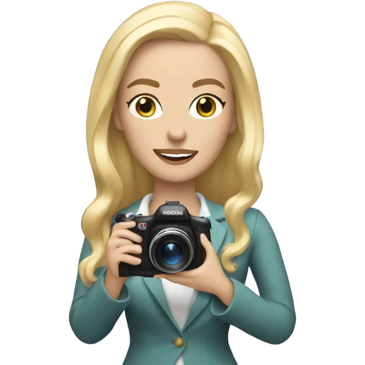 White rich woman with class and blond hair  holding a vlog camera emoji