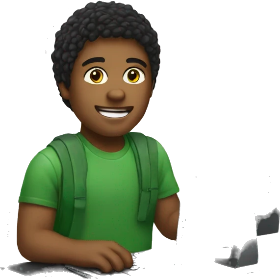 student with computer emoji