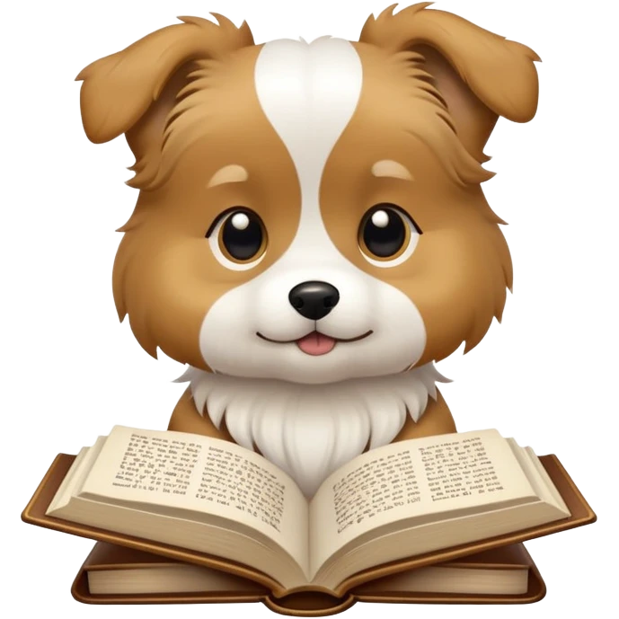 Cute dog reading an open book emoji