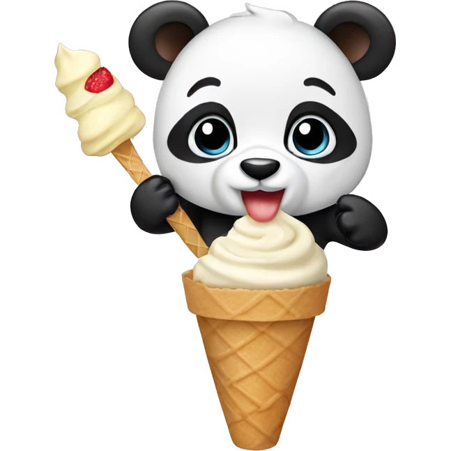 Panda eating ice cream emoji