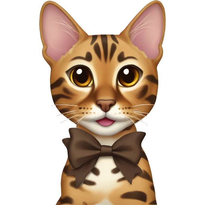 2 bengal cats with brown bow emoji