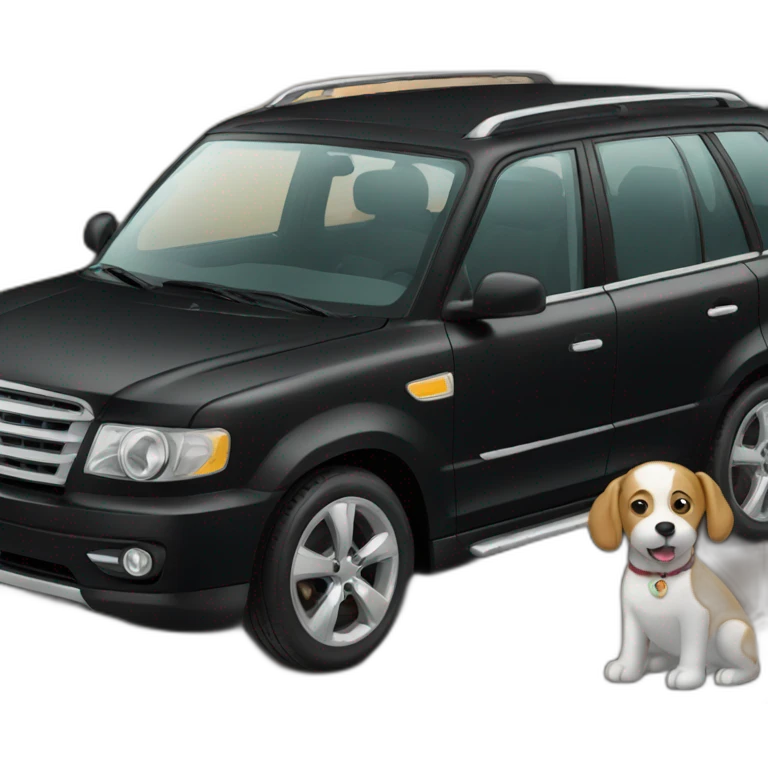 Black car and dog emoji