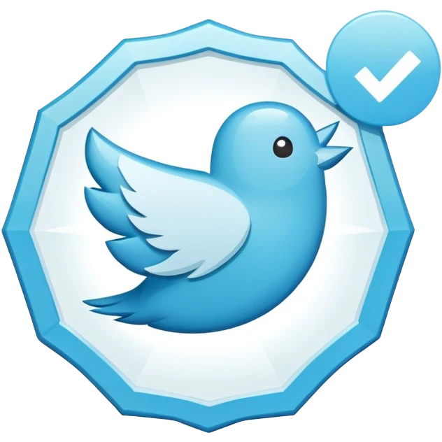 Twitter verification checkmark badge, light blue irregular octagon with white checkmark emoji