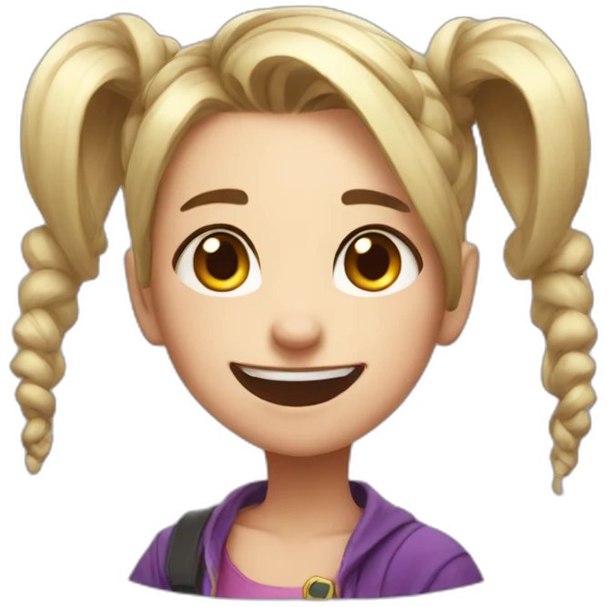 jinx from lol with double ponytail emoji