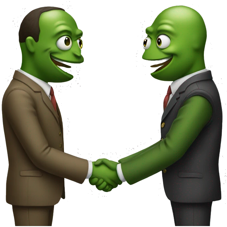 two pepes handshake emoji