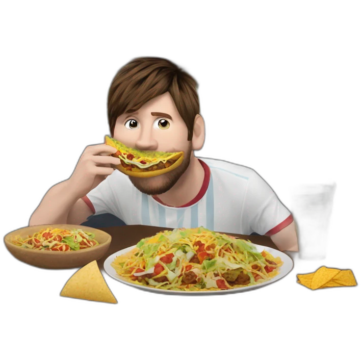 Messi sur la Tour Eiffel qui mange un tacos emoji