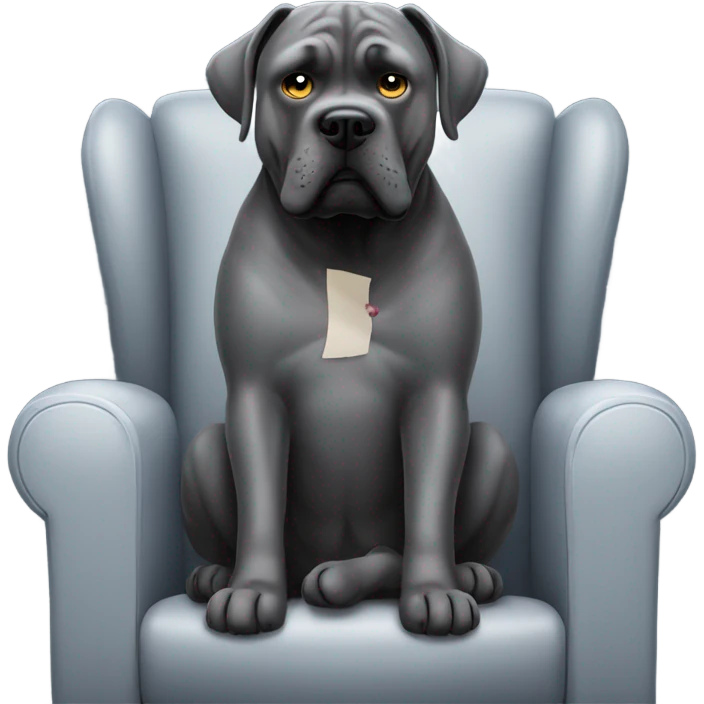 Grey Cane Corso watching a movie. emoji