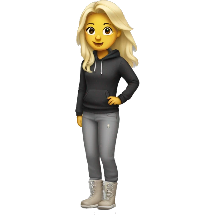 Blonde girl with sweat pants and uggs emoji