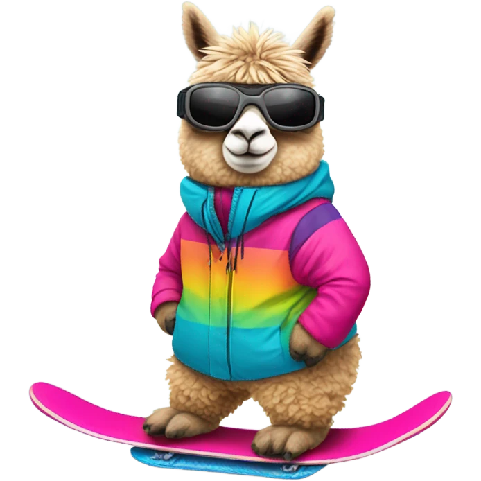 Alpaca with snowboard emoji