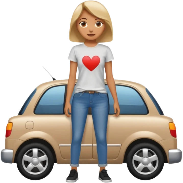 mujer empujando un carro automovil  por la parte trasera emoji