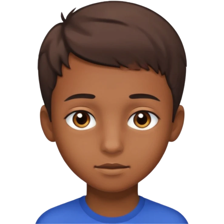 teenage boy with very short gradient hair, brown eyes and long emoji