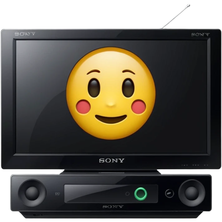 старый черный телевизор Sony с ярко зеленым пиксельным экраном  emoji