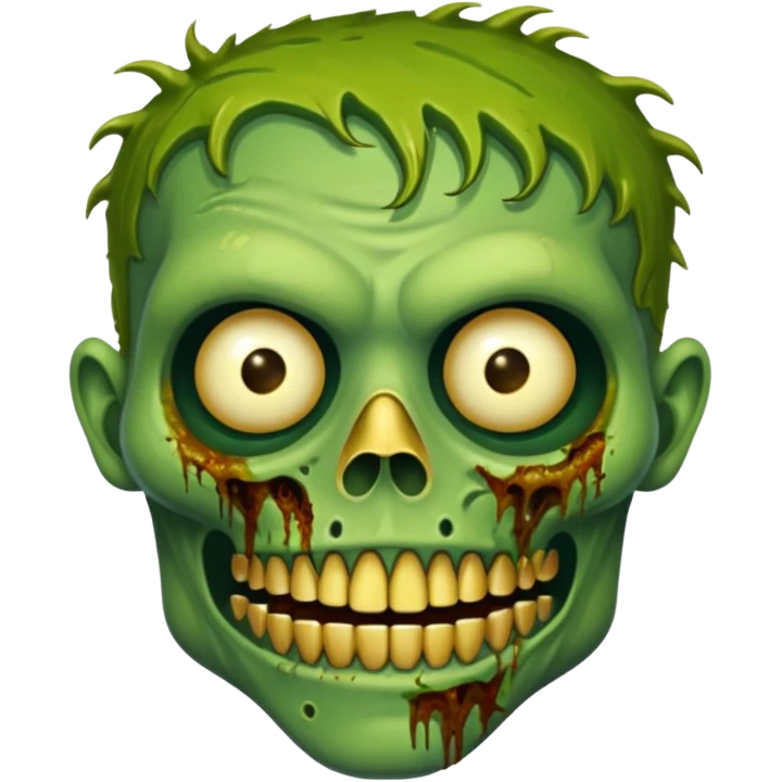 Zumbi verde com dente dourado com nariz emoji