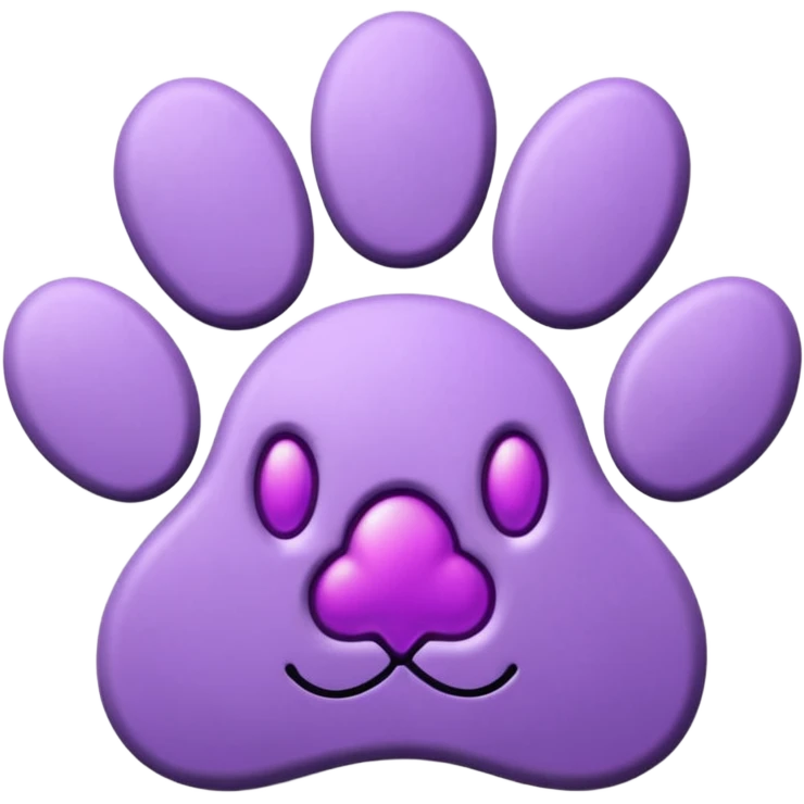 3D lilac purple paw print emoji