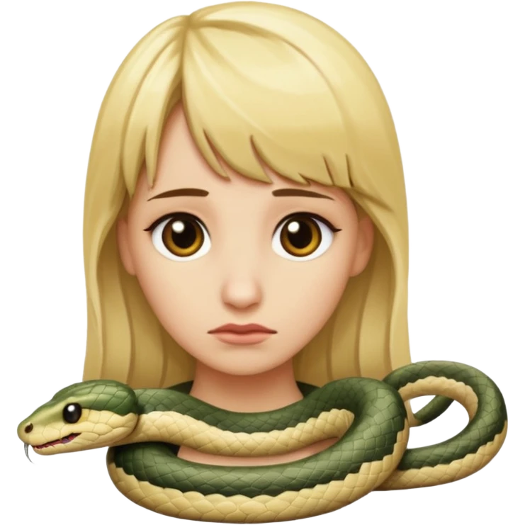 Sad snake with blonde hair and bangs emoji