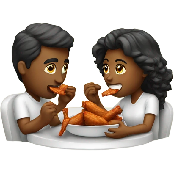 Couple eating wings  emoji