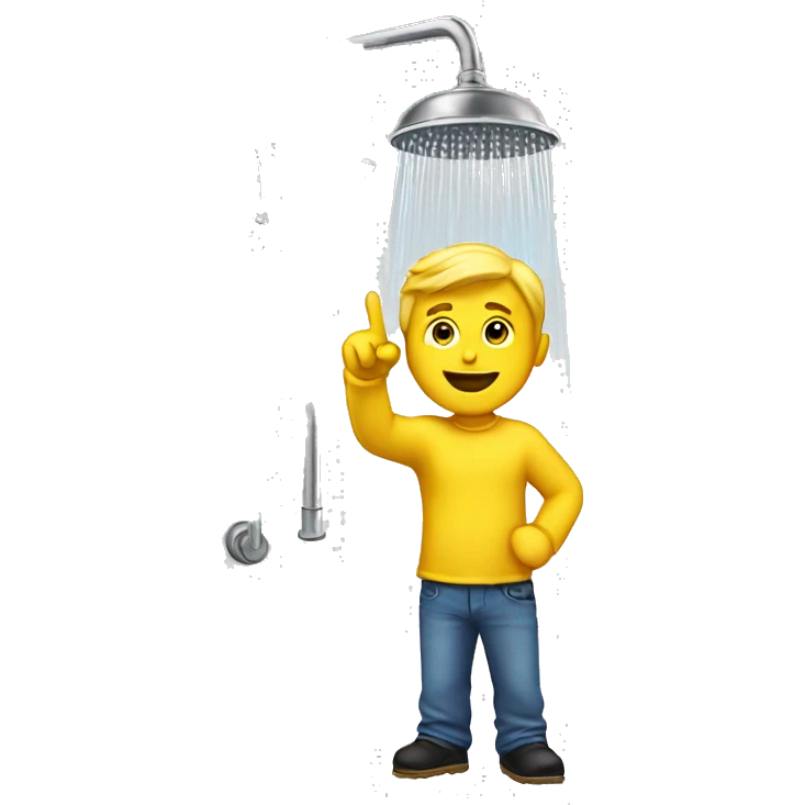 Guy pointing to a shower yellow  emoji