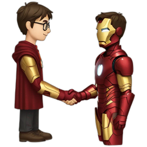Harry Potter and Iron man shaking hands emoji