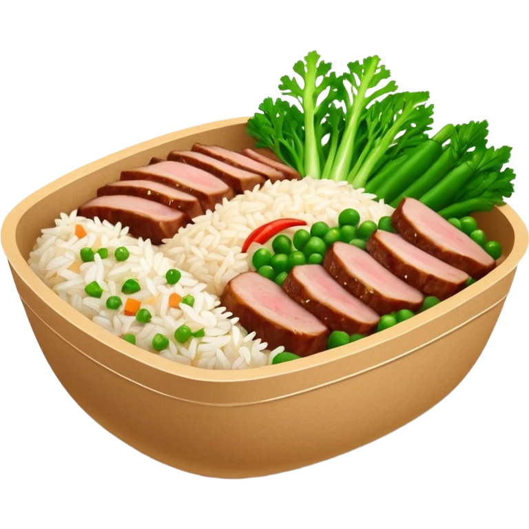 Retangular bowl made of kraft paper, 
The lunch box should be the most similar to this real one..
https://i.postimg.cc/FKcHz1tk/Screenshot-2025-11-11-alle-16-06-29.png

Can get more images of the bowl https://www.instagram.com/chefaporterbr/
Put inside food, like rice, green vegetables and meat. emoji