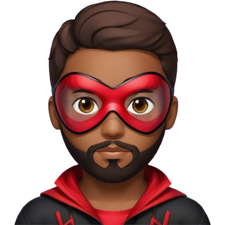 Miles Morales with beard, eye mask, low fade hair cut emoji