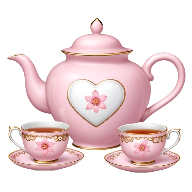sakura heart with a tea set emoji