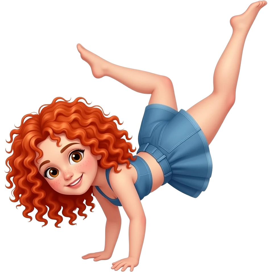 Fille rousse bouclés tâches de rousseur Acrobatie emoji