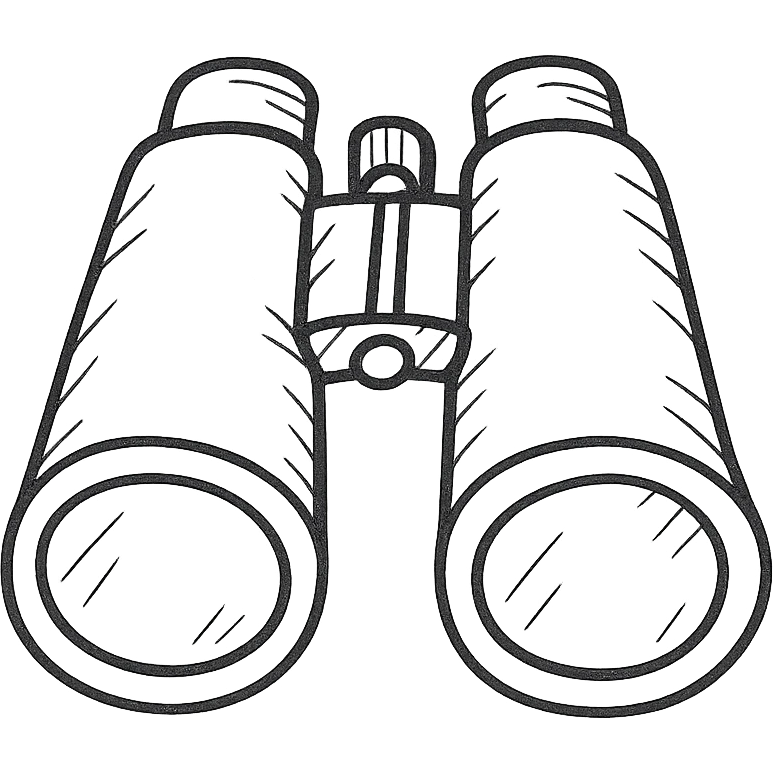 hand-drawn outlined icon of binoculars with sketchy lines emoji