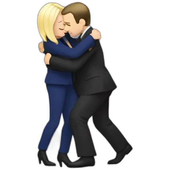 Macron hug marine lepen emoji