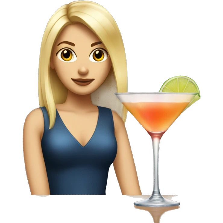 Blonde and straight hair girl sustaining cocktail emoji