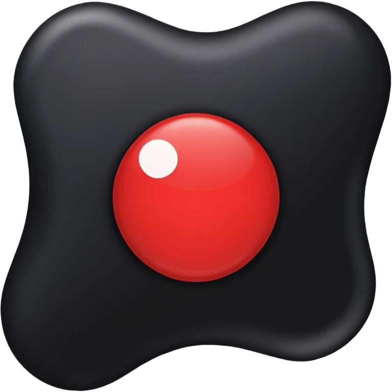 iOS sticker, dark mark, black shape, red dot, minimal emoji